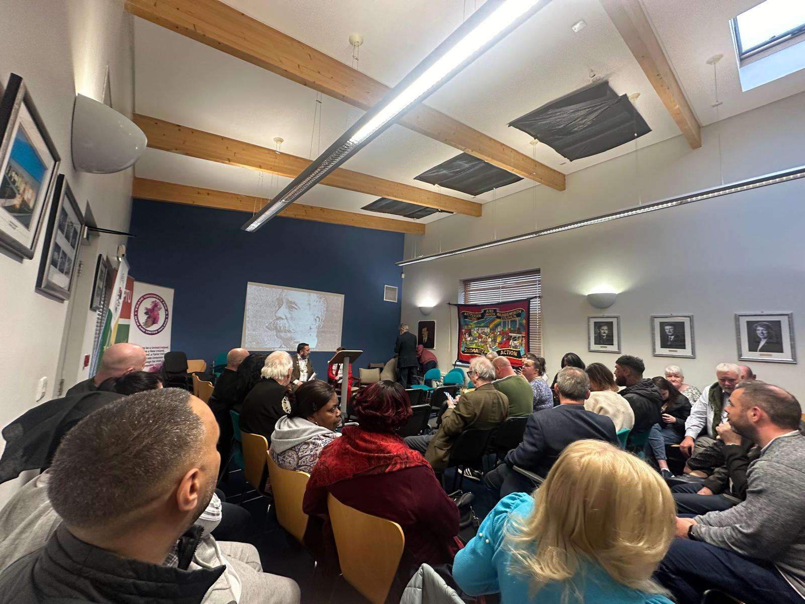 GMB union march with banner and flags
